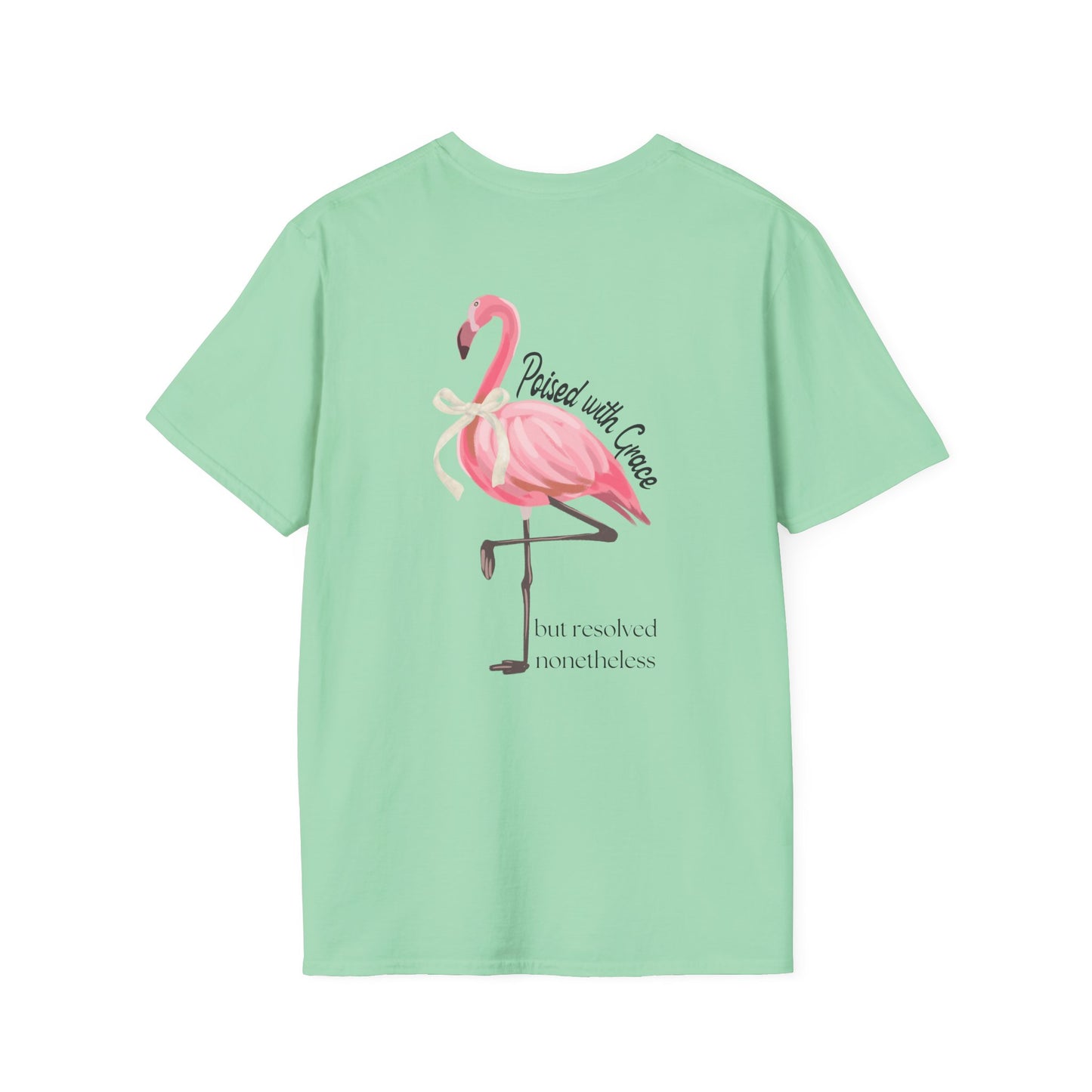 Flamingo Graphic Unisex Softstyle T-Shirt – ‘Poised with Grace’