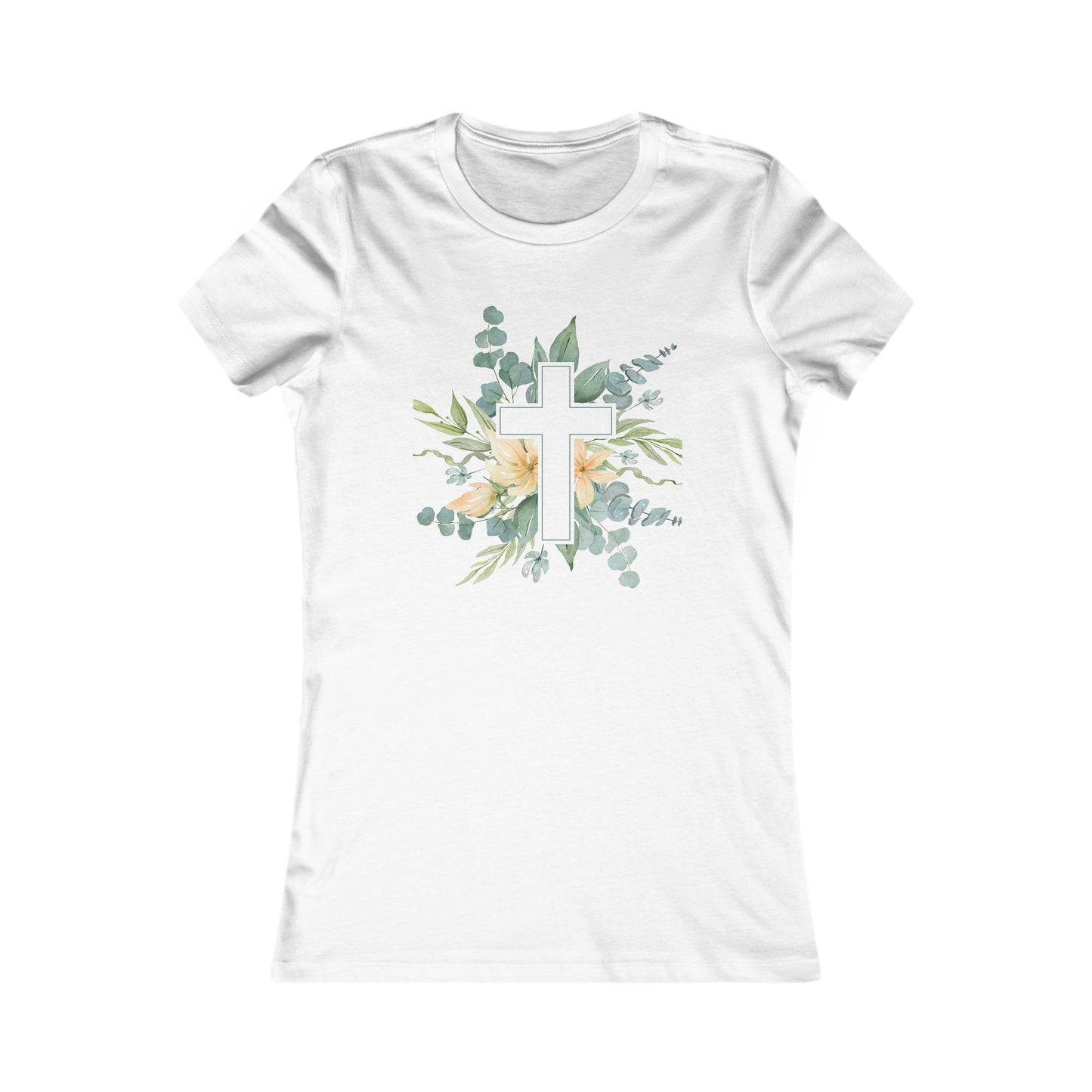 Tee Shirt Women's Cross & Floral Design