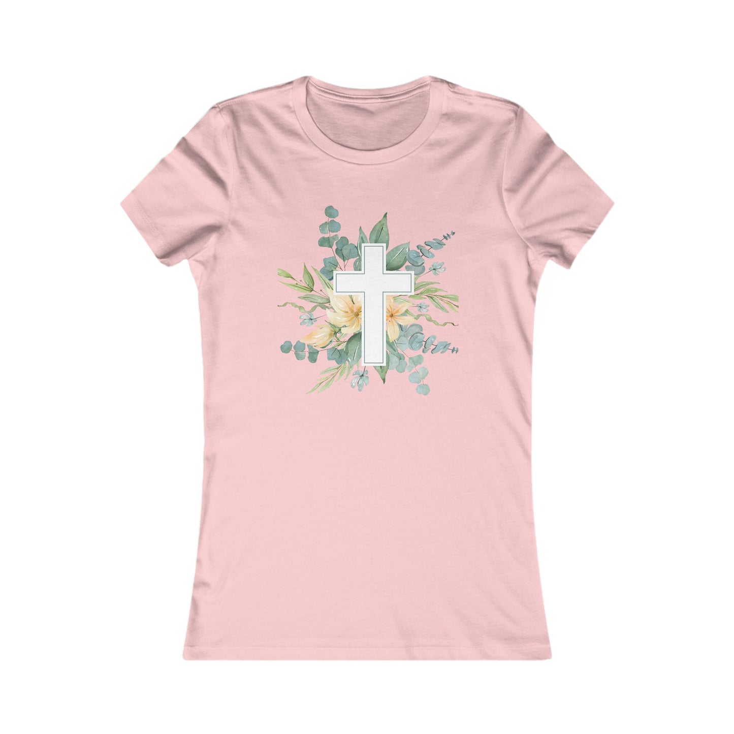 Tee Shirt Women's Cross & Floral Design