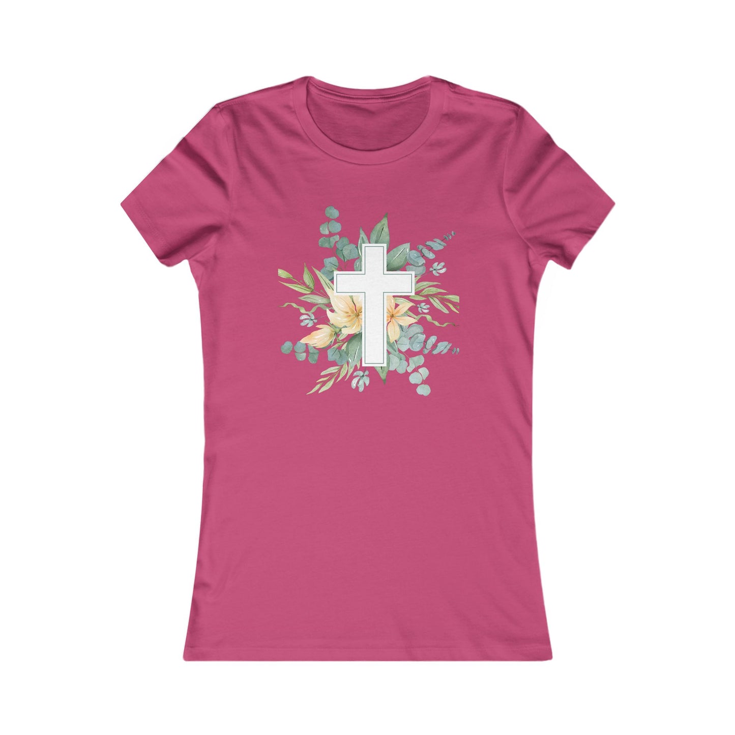 Tee Shirt Women's Cross & Floral Design