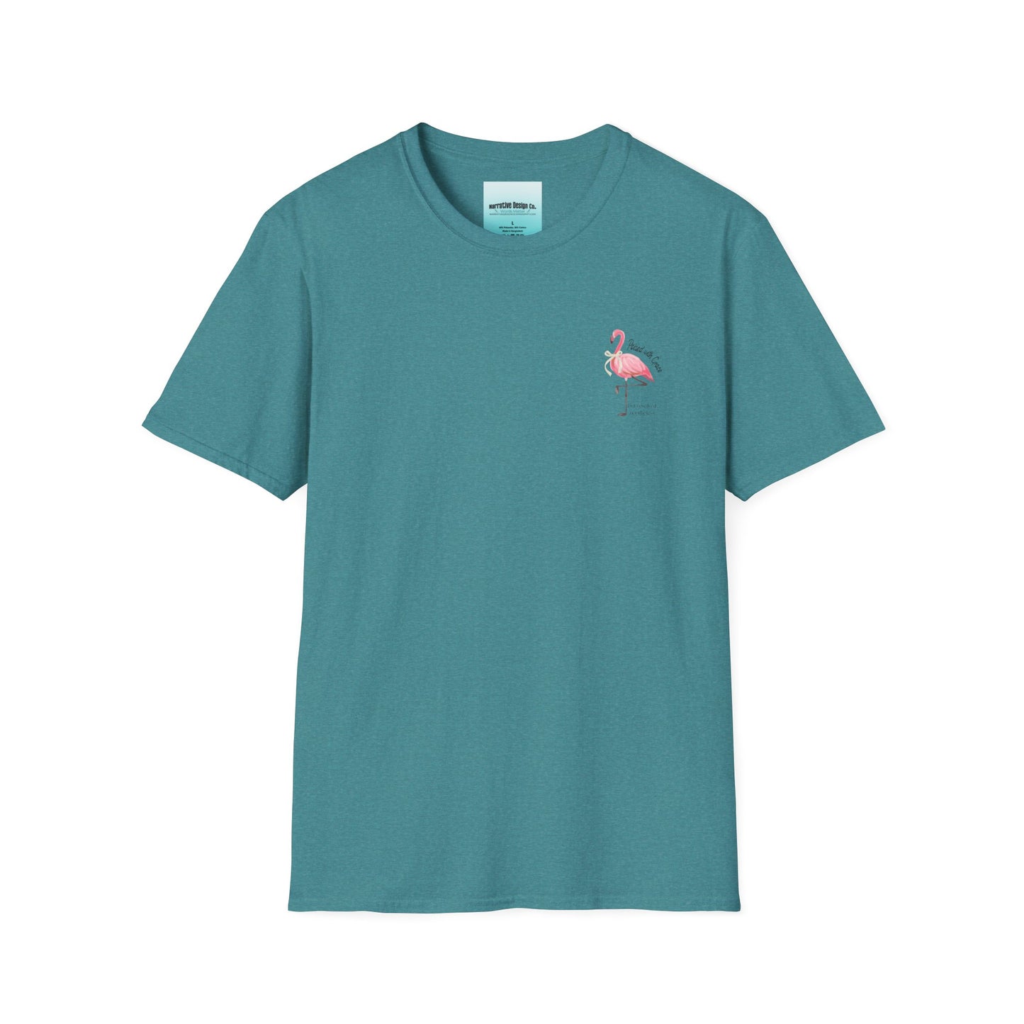 Flamingo Graphic Unisex Softstyle T-Shirt – ‘Poised with Grace’