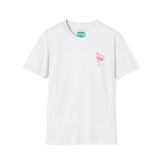 Flamingo Graphic Unisex Softstyle T-Shirt – ‘Poised with Grace’