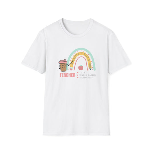 Cute Teacher Appreciation Softstyle T-Shirt - Talented, Uninhibited, Trustworthy